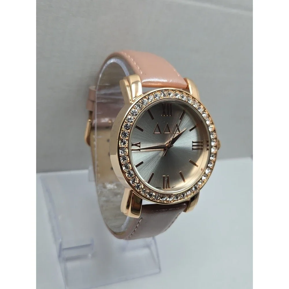 HJGreek Tri Delta Jeweled Blush Sorority Watch Rose Gold Crystals New Battery